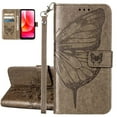 thumbnail image 1 of ELEHOLD for Moto G Stylus 5G 2023 Case Wallet with Wrist Strap, Butterfly Embossed PU Leather Folio Flip Case with Magnetic Closure Credit Card Holder Kickstand,Gray, 1 of 6
