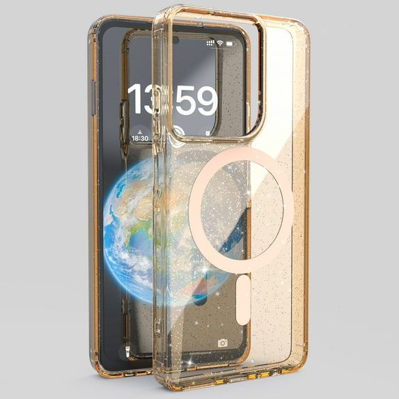 ELEHOLD for Moto G Stylus 5G (2025) Glitter Clear Magentic Case,Transparent Clear Soft TPU Bling Shiny Design Compatible with Mag Safe Shockproof Fashion Girly Case for Moto G Stylus 5G (2025),Gold