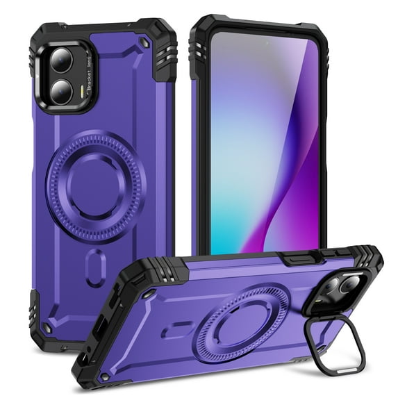 ELEHOLD for Motorola G Stylus 5G (2023) Case, Compatible with Mag safe Accessories, Strong Magnetic Military-Grade Drop Protection Invisible Kickstand Shockproof Protective Phone Case,Purple