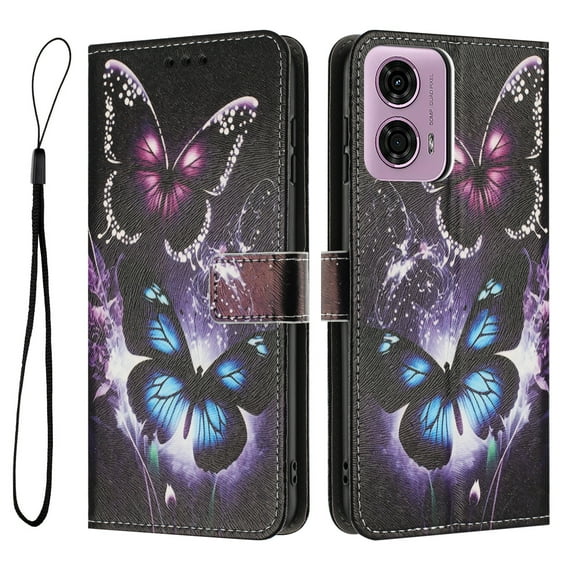 ELEHOLD For Motorola G Stylus 5G (2024) Floral Embossed PU Leather Wallet Case,Magnetic Flip Folio Card Slots, Kickstand Wallet Case Cover with Wrist Strap,C