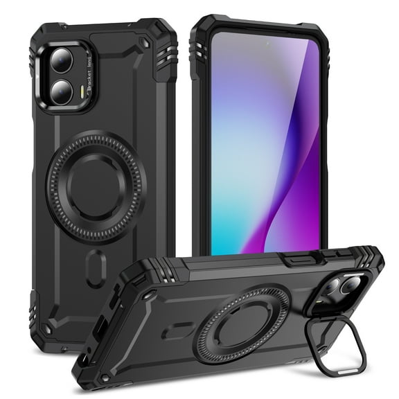 ELEHOLD for Motorola Moto G (2023) Case, Compatible with Mag safe Accessories, Strong Magnetic Military-Grade Drop Protection Invisible Kickstand Shockproof Protective Phone Case,Black