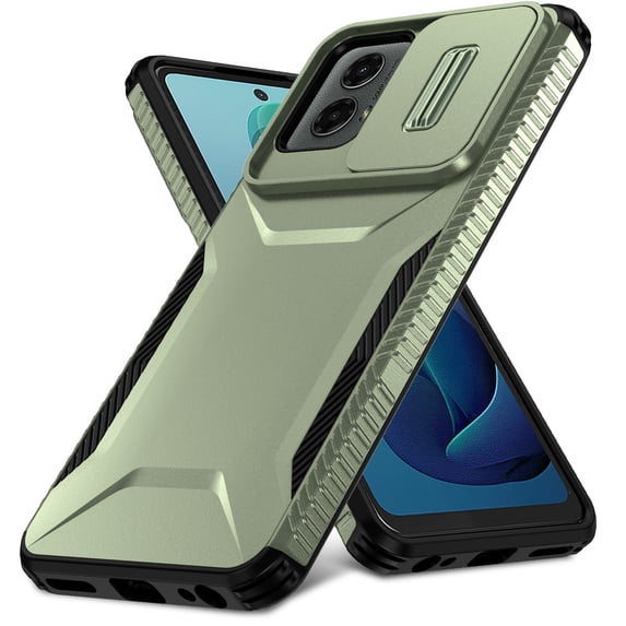 ELEHOLD for Motorola Moto G 5G (2024) Case,Military Grade Drop Protection Heavy Duty Non-slip Rugged Shockproof Protective Case with Slide Window Cover for Motorola Moto G 5G (2024),Darkgreen