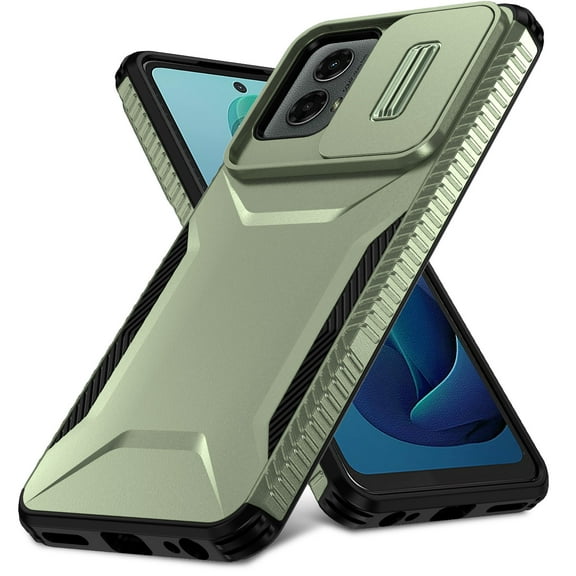 ELEHOLD for Motorola Moto G 5G (2024) Case,Military Grade Drop Protection Heavy Duty Non-slip Rugged Shockproof Protective Case with Slide Window Cover for Motorola Moto G 5G (2024),Darkgreen