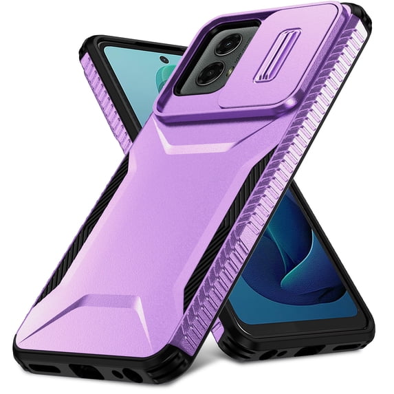 ELEHOLD for Motorola Moto G 5G (2024) Case,Military Grade Drop Protection Heavy Duty Non-slip Rugged Shockproof Protective Case with Slide Window Cover for Motorola Moto G 5G (2024),Purple