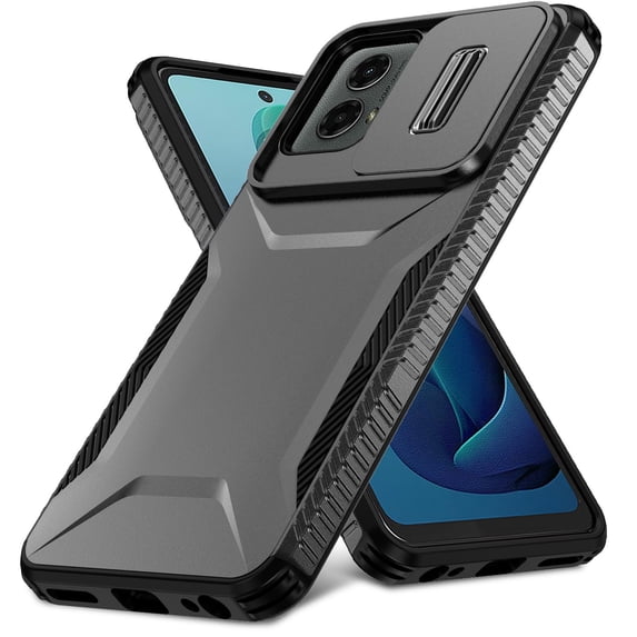 ELEHOLD for Motorola Moto G 5G (2024) Case,Military Grade Drop Protection Heavy Duty Non-slip Rugged Shockproof Protective Case with Slide Window Cover for Motorola Moto G 5G (2024),Black