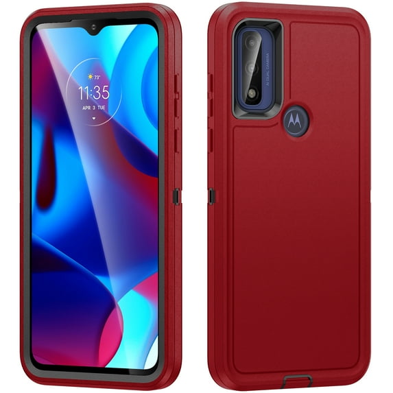 ELEHOLD for Motorola Moto G Play 2023,Rugged Hybrid Case Military Grade Shockproof 360° Full Body Protection Slim Fit Anti-Scratch Case for Motorola Moto G Play 2023,Red
