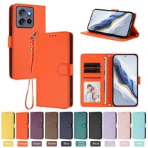 ELEHOLD For Motorola Moto G Power (2025) Flip PU Leather Wallet Case with Credit Card Slot RFID Protection Kickstand Shockproof Magnetic Closure Protective Cover With Lanyard ,Orange