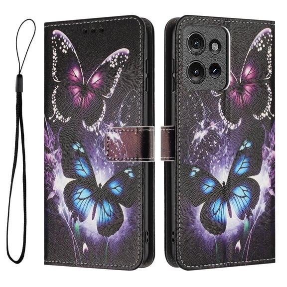 ELEHOLD For Motorola Moto G Stylus 5G (2025) Floral Embossed PU Leather Wallet Case,Magnetic Flip Folio Card Slots, Kickstand Wallet Case Cover with Wrist Strap,C