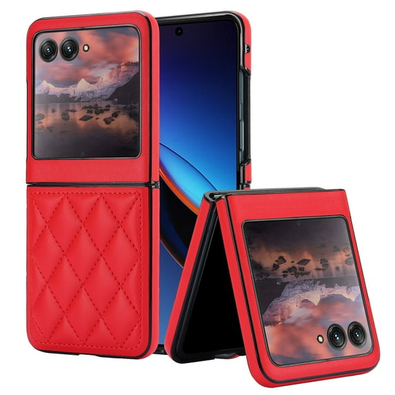 ELEHOLD for Motorola Razr 2024 Case,Women Luxury PU Leather Ultra Slim Anti-Drop Protection Cover All-Inclusive Shockproof New Case for Motorola Razr 2024,Red