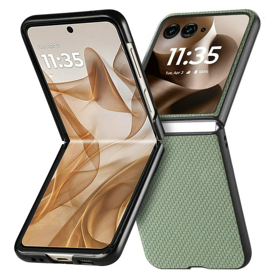 ELEHOLD for Motorola Razr 2024 Slim Folding Case , Fiber Pattern Full Body Protection Shockproof Anti-Fingerprint Anti-Scratch Protective Case for Motorola Razr 2024 ,Green
