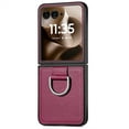 thumbnail image 1 of ELEHOLD for Motorola Razr 2025 / Motorola Razr 60 Leather Case Cover, with Metal Finger Ring Holder Slim Lightweight Shockproof Non-Slip Case for Motorola Motorola Razr 60,Purple, 1 of 8