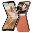 thumbnail image 1 of ELEHOLD for Motorola Razr 2025 / Motorola Razr 60 Slim Folding Case , Fiber Pattern Full Body Protection Shockproof Anti-Fingerprint Anti-Scratch Protective Case for Motorola Razr 60 ,Brown, 1 of 9