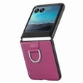 thumbnail image 1 of ELEHOLD for Motorola Razr 40 Ultra Leather Case Cover, with Metal Finger Ring Holder Slim Lightweight Shockproof Non-Slip Case for Motorola Razr 40 Ultra,Purple, 1 of 7