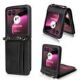 thumbnail image 1 of ELEHOLD Motorola Razr 40 Ultra Wallet Crossbody Case, Premium PU Leather Cards Holder Shockproof Protective Adjustable Shoulder Strap Leather Phone Case for Motorola Razr 40 Ultra - Black, 1 of 8