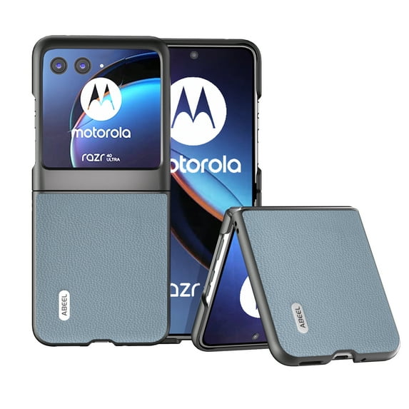 ELEHOLD for Motorola Razr 40ultra Genuine Leather Case,Premium Leather Material Shockproof Anti-Scratch Anti-Fingerprint Skin-Friendly Slim Case for Motorola Razr 40ultra,Blue