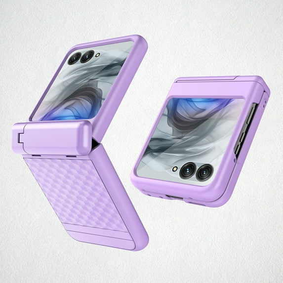 ELEHOLD For Motorola Razr Ultra 2025 / Motorola Razr 60 Ultra Case with Built-in Front Screen Protector, Kickstand Hinge Protection Cover Rugged Shockproof Case ,Purple