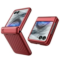 ELEHOLD For Motorola Razr Ultra 2025 / Motorola Razr 60 Ultra Case with Built-in Front Screen Protector, Kickstand Hinge Protection Cover Rugged Shockproof Case ,Red