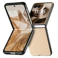 thumbnail image 1 of ELEHOLD for Motorola Razr Ultra 2025 /  Motorola Razr 60 Ultra Slim Folding Case , Fiber Pattern Full Body Protection Shockproof Anti-Fingerprint Anti-Scratch Protective Case ,Khaki, 1 of 8