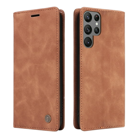 ELEHOLD Multi-Function Wallet Case for Samsung Galaxy S21 Ultra, Premium Leather Flip Wallet Magnetic Kickstand Card Holder,Hybrid Rugged Shockproof Anti-Fall Protective Cover, brown