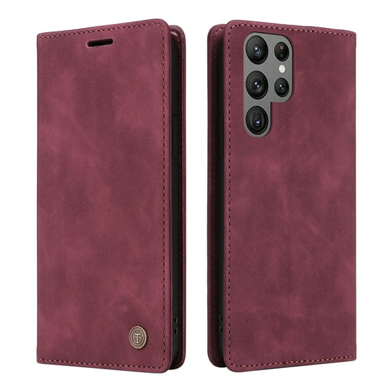 ELEHOLD Multi-Function Wallet Case for Samsung Galaxy S23 FE, Premium Leather Flip Wallet Magnetic Kickstand Card Holder,Hybrid Rugged Shockproof Anti-Fall Protective Cover, red