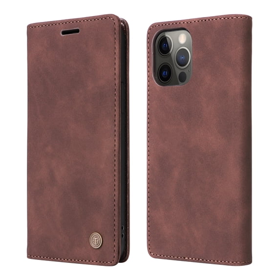 ELEHOLD Multi-Function Wallet Case for iPhone 12 Pro / 12 6.1", Premium Leather Flip Wallet Magnetic Kickstand Card Holder,Hybrid Rugged Shockproof Anti-Fall Protective Cover, coffee