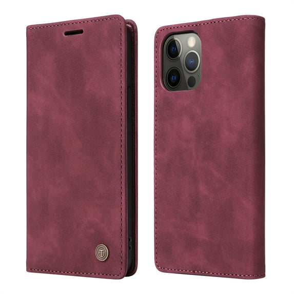 ELEHOLD Multi-Function Wallet Case for iPhone 14 Pro, Premium Leather Flip Wallet Magnetic Kickstand Card Holder,Hybrid Rugged Shockproof Anti-Fall Protective Cover, red