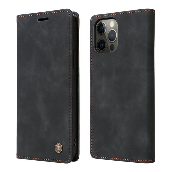 ELEHOLD Multi-Function Wallet Case for iPhone 15 Pro Max, Premium Leather Flip Wallet Magnetic Kickstand Card Holder,Hybrid Rugged Shockproof Anti-Fall Protective Cover, black