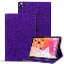 ELEHOLD Multi-Functional Flip Leather Case for Samsung Galaxy Tab S9 Plus/S8 Plus/S7 FE/S7 Plus with Embossed Flower Card Slots Holders Kickstand Anti-Scratch Shockproof Business Case,Purple