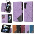 thumbnail image 1 of ELEHOLD Multi-Functional Leather Wallet Case for Samsung Galaxy Z Fold 5,Large Capacity 9 Card Slots Zipper Pocket Kickstand Magnetic Clasp Lanyard Shockproof Flip Case for Galaxy Z Fold 5,Purple, 1 of 9