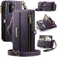 thumbnail image 1 of ELEHOLD Multi-Functional Wallet Case For Samsung Galaxy A56 5G, PU Leather Shockproof Card Slots Zipper Pocket Card Holder Phone Case with Detachable Shoulder Strap,Purple, 1 of 10
