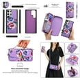 thumbnail image 1 of ELEHOLD Multi-Functional Wallet Case for Samsung Galaxy S23 6.1", Large Capacity 14 Card Slots Magnetic Detachable Phone Case with Wristband Shoulder Strap Luxury Flower Purse Case, Purple, 1 of 10