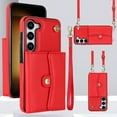 thumbnail image 1 of ELEHOLD Multi-Functional Wallet Case for Samsung Galaxy S23 6.1" Organ Card Slots RFID Blocking Stand Function Wrist Strap Crossbody Shoulder Strap Shockproof Purse Case,Red, 1 of 9