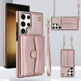 thumbnail image 1 of ELEHOLD Multi-Functional Wallet Case for Samsung Galaxy S23 Ultra 6.8" Organ Card Slots RFID Blocking Stand Function Wrist Strap Crossbody Shoulder Strap Shockproof Purse Case,Rosegold, 1 of 9