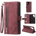 thumbnail image 1 of ELEHOLD Multi-Functional Wallet Case for Samsung Galaxy S23 Ultra, 9 Card Slots Zipper Pocket Wriststrap Stand Function Premium Leather Shockproof Purse Case for Samsung S23 Ultra, Winered, 1 of 7