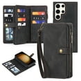 thumbnail image 1 of ELEHOLD Multi-Functional Wallet Case for Samsung Galaxy S23 Ultra,with Large Capacity 11 Card Slots Zipper Bag Magnetic Detachable Phone Case Wriststrap Shockproof Luxury Case 6.8" -Black, 1 of 7