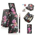 thumbnail image 1 of ELEHOLD Multi-Functional Wallet Case for Samsung Galaxy S24 Large Capacity 14 Card Slots Magnetic Detachable Phone Case with Wristband Shoulder Strap Luxury Flower Purse Phone Bag, Black, 1 of 8