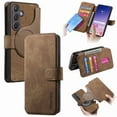 thumbnail image 1 of ELEHOLD Multi-Functional Wallet Case for Samsung Galaxy S24,Magnetic Detachable Card Holders PU leather Case RFID Blocking Function Flip Shockproof Stand Cover Business Style for Women Men,Brown, 1 of 9