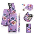 thumbnail image 1 of ELEHOLD Multi-Functional Wallet Case for Samsung Galaxy S24 Plus Large Capacity 14 Card Slots Magnetic Detachable Phone Case with Wristband Shoulder Strap Luxury Flower Purse Phone Bag,Purple, 1 of 8