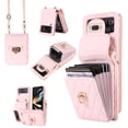 thumbnail image 1 of ELEHOLD Multi-Functional Wallet Case for Samsung Galaxy Z Flip3 2021 Organ Card Holders PU Leather Metal Snap with Crossbody Strap Shockproof Elegant Purse Case for Samsung Galaxy Z Flip 3,Pink, 1 of 8