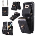 thumbnail image 1 of ELEHOLD Multi-Functional Wallet Case for Samsung Galaxy Z Flip4 2022 Organ Card Holders PU Leather Metal Snap with Crossbody Strap Shockproof Elegant Purse Case for Samsung Galaxy Z Flip 4,Black, 1 of 9