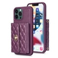 thumbnail image 1 of ELEHOLD Multi-Functional Wallet Case for iPhone 14 Pro Max 6.7" Organ Card Slots Argyle Pattern PU Leather Metal Snap with Crossbody Strap Shockproof Luxury Purse Case,Purple, 1 of 6