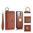 thumbnail image 1 of ELEHOLD Multi-Functional Wallet Phone Bag with Case for iPhone 15 Pro,Large Capacity Card Slots Zipper Purse Detachable Magnetic Case with Wristband Lanyard for iPhone 15 Pro 6.1 inch,Brown, 1 of 9