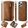 thumbnail image 1 of ELEHOLD Multi-Functional Wallet Phone Bag with Case for iPhone 15 Pro Max,Large Capacity 13 Card Slots Zipper Purse Detachable Case with Wriststrap Crossbody Shoulder Strap for iPhone 15 Pro Max,Brown, 1 of 9