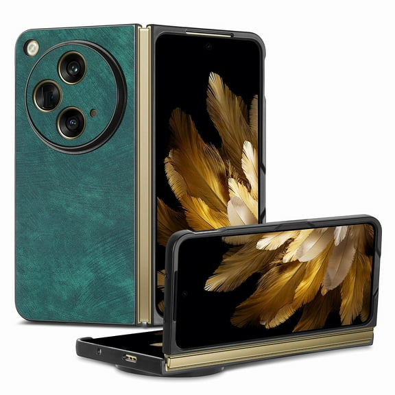 ELEHOLD for OnePlus Open Case,Retro PU Leather Case Slim Fit Lightweight Skin- Friendly All-Inclusive Lens Protection Shockproof Anti-Scratch Case Cover for OnePlus Open - Green