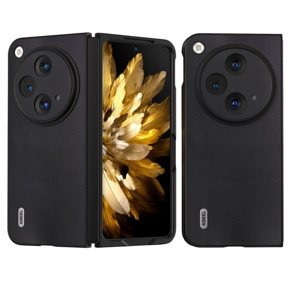 ELEHOLD for OnePlus Open Leather Case, Classic Business PU Leather All-Inclusive Lens Protection Ultra Slim Lightweight Shockproof Protective Case for OnePlus Open, Black