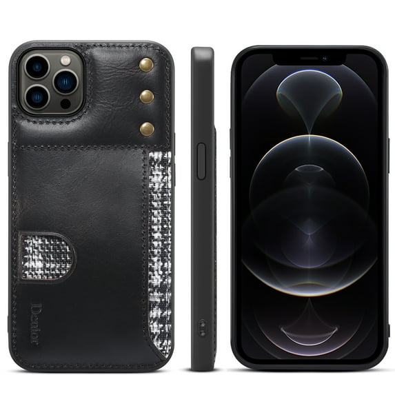 ELEHOLD PU Leather Case Compatible with iPhone 14 Pro Max,High Quality Synthetic Western PU Leather+ Soft TPU with Shockproof Card Slot Case for IPhone 14 Pro Max 6.7 Inch,Black