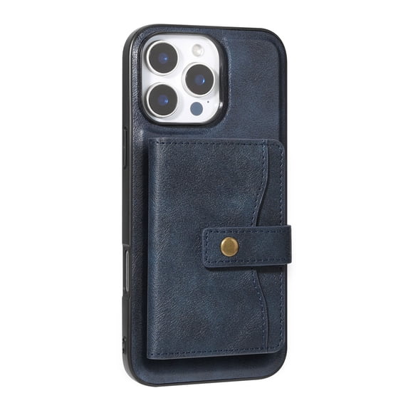 ELEHOLD PU Leather Case For iPhone 15 Pro 6.1" Shockproof Mag Safe Cover, with Magnetic Detachable Card Holder, Versatile Kickstand, Blue