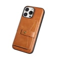 thumbnail image 1 of ELEHOLD PU Leather Case For iPhone 15 Pro 6.1" Shockproof Mag Safe Cover, with Magnetic Detachable Card Holder, Versatile Kickstand, Brown, 1 of 10