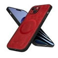 thumbnail image 1 of ELEHOLD PU Leather Case For iPhone 15 Slim Magnetic Shockproof Cover, [MagSafe Compatible], [Lens&Screen Protection], Drop protection Case - Winered, 1 of 11