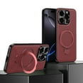 thumbnail image 1 of ELEHOLD PU Leather Case For iPhone 16e Shockproof MagSafe Compatible Cover, with 360° Rotatable Ring Kickstand, Alloy Camera Lens Protection, Winered, 1 of 13